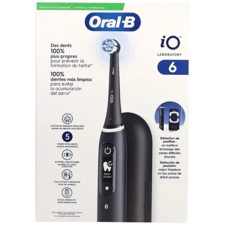 Oral-B Cepillo Dental Eléctrico iO 6 Negro Limpieza Profesional con Tecnología Inteligente Recargable